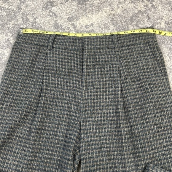 New Vince Wool Cashmere Check Plaid Wide Leg Pants Pleated Azure Tartan Sz 16 - Picture 10 of 14